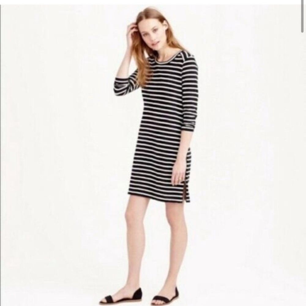 J. Crew Striped Dress in Black and Heathered White Size Small